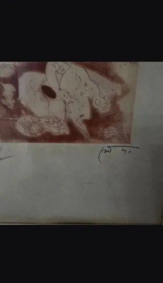 Obra de Joan Cruspiner firmada a mano y enmarcada