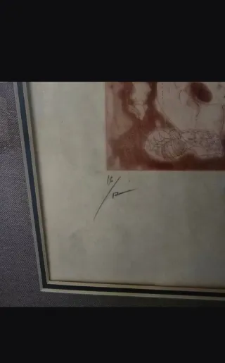 Obra de Joan Cruspiner firmada a mano y enmarcada