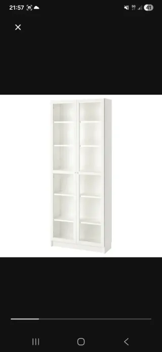 Librería Billy Blanca con Puertas de Cristal