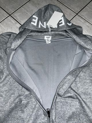 Felpa Celine Grigia con Cappuccio Zip