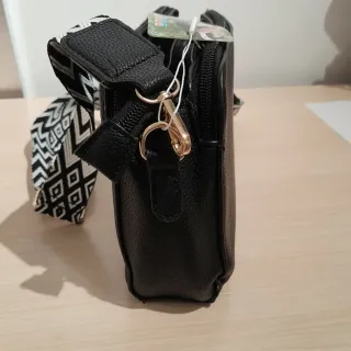 Bolso Negro Mujer Correa Estampada