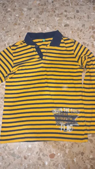 Polo Rayas Amarillo y Negro Benetton