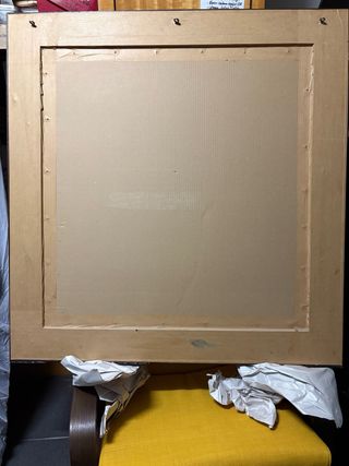 Espejo biselado marco ancho madera marqueteria