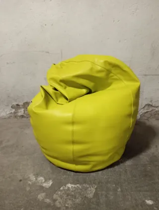 Sillón Puf Amarillo/pistacho Piel Sintética