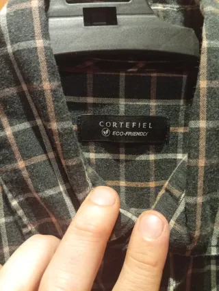 Camisa Cortefiel cuadros verde y marrón