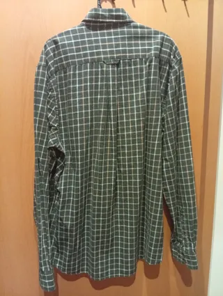 Camisa Cortefiel cuadros verde y marrón