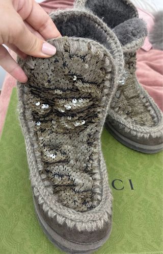 Botas Mou Beige y Doradas con Lentejuelas