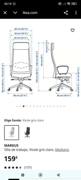 Silla de escritorio Markus Ikea gris