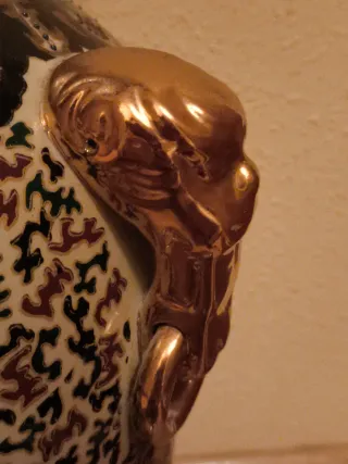 GRAN JARRON ORIENTAL DE PORCELANA DECORATIVO