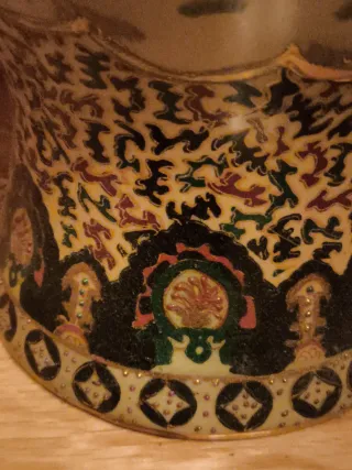 GRAN JARRON ORIENTAL DE PORCELANA DECORATIVO