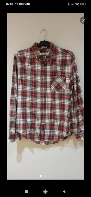 Camisa Cortefiel cuadros roja y blanca