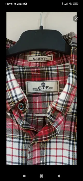 Camisa Cortefiel cuadros roja y blanca