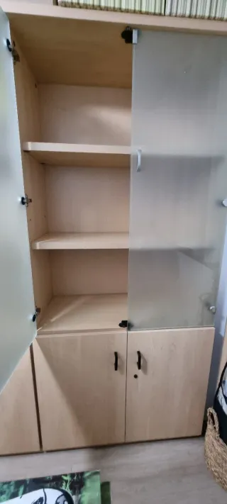 Lote mobiliario oficina. Estantería y vitrina.