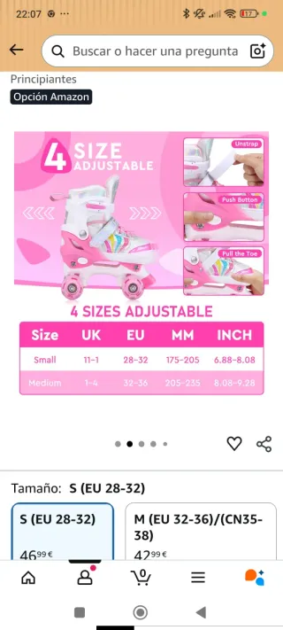 Patines de 4 ruedas para niña luces