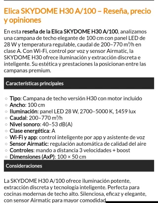 Campana de techo Elica