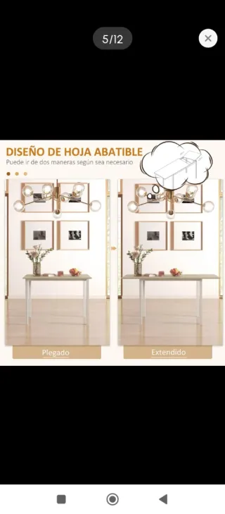 Mesa Comedor Extensible Madera y Metal