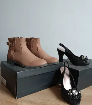 Botines y Zapatos de Tacón Negros y Marrones