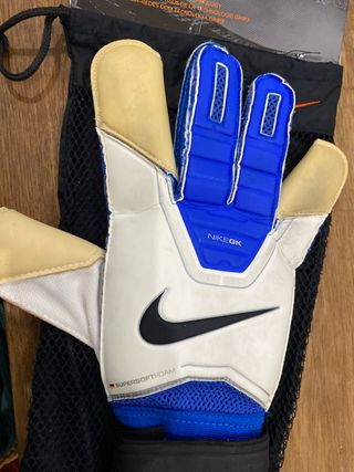 Guantes de portero Nike blancos y azules, talla 11