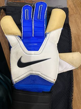 Guantes de portero Nike blancos y azules, talla 11