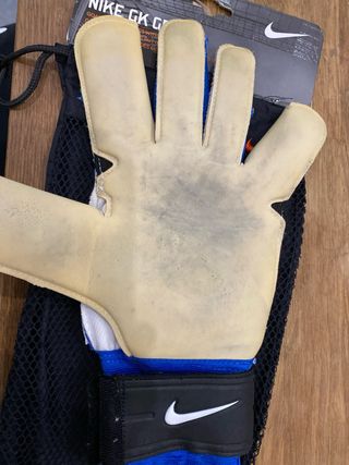Guantes de portero Nike blancos y azules, talla 11