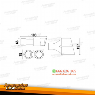 Cola de escape doble universal en acero inox. par