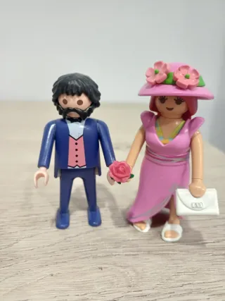 Playmobil Pareja Novios Traje Azul Rosa