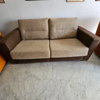 Sofá Cama Matrimonio Tela Beige/Marrón