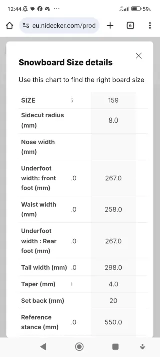 Tabla Snow Nidecker Thruster 159