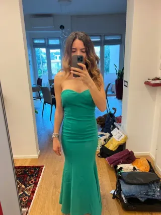 Vestido verde tubo largo talla XS