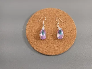 Conjunto Colgante y Pendientes Gota Morado