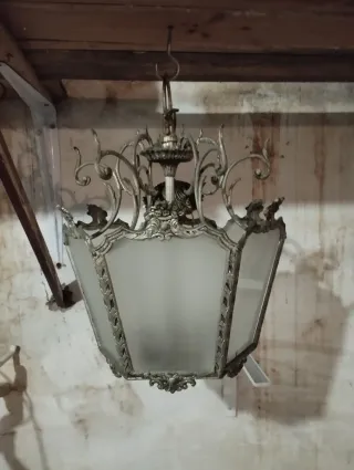 Lámpara de techo metal y cristal