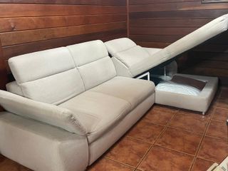 Sofá cama, chaise longue 3 plazas gris