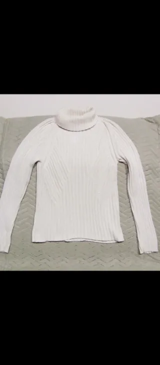 Jersey cuello alto mujer blanco