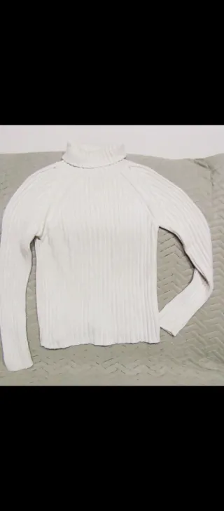 Jersey cuello alto mujer blanco