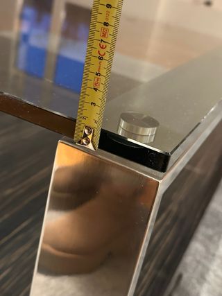 Mesa Centro Cristal y Madera Oscura