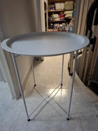 Mesita auxiliar plegable blanca,51x47