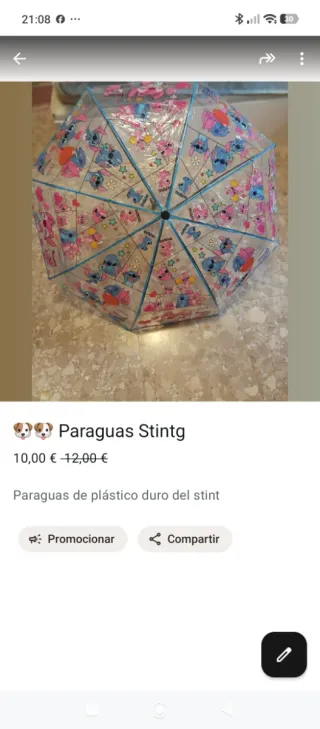 Paraguas Stintg transparente infantil