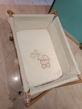 Minicuna Moisés Madera Plegable Ruedas