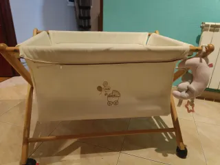 Minicuna Moisés Madera Plegable Ruedas