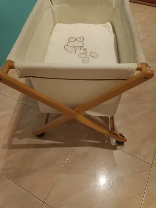 Minicuna Moisés Madera Plegable Ruedas