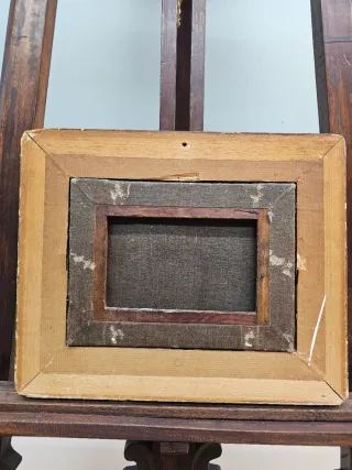 Óleo antiguo escena batalla