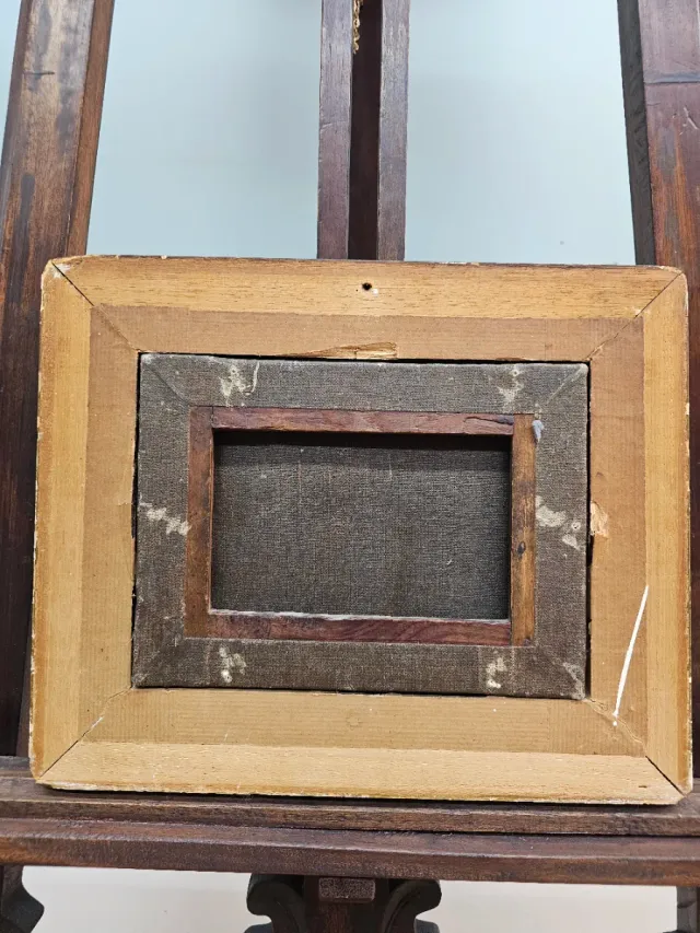 Óleo antiguo escena batalla