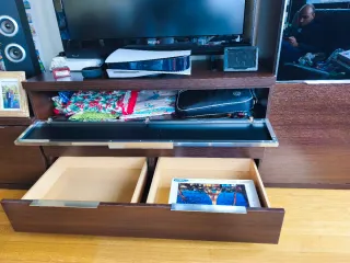 Muebles de salón de melamina y vidrio