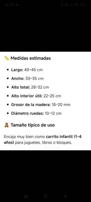 Carro de madera para juguetes