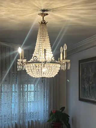 Lámpara de techo cristal y metal