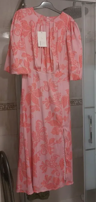 Vestido invitada coral/rosa NUEVO con etiqueta