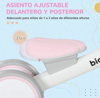 Bicicleta sin pedales para niños rosa y gris
