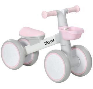 Bicicleta sin pedales para niños rosa y gris