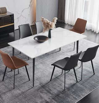 Mesa de comedor mármol y metal