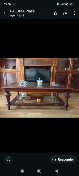 Mesa de centro madera y cristal